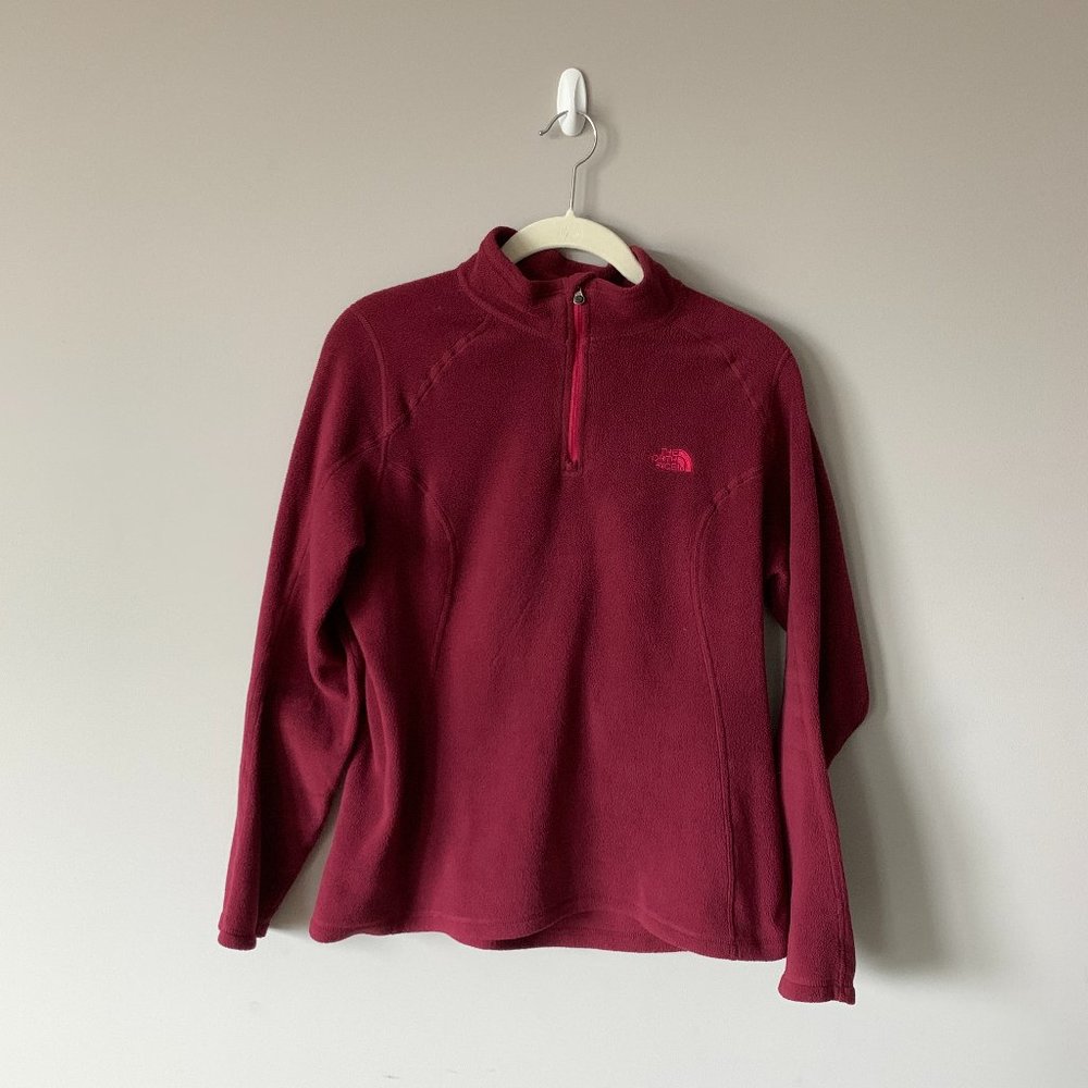North Face 1/4 Zip Pullover/Thermal - Burgundy/Red
